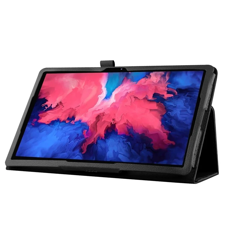 Litchi Texture Leder Tablet Hülle Mit Ständer Für Lenovo Tab P11/P11 5G 11 Zoll TB-J606F/J606X - Schwarz