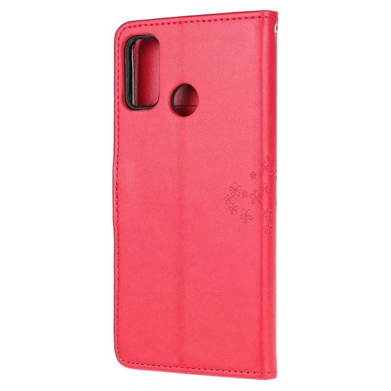 Owl Pattern Printing Design Leather Wallet Phone Cover for Motorola Moto G30/G20 / G10 - Red