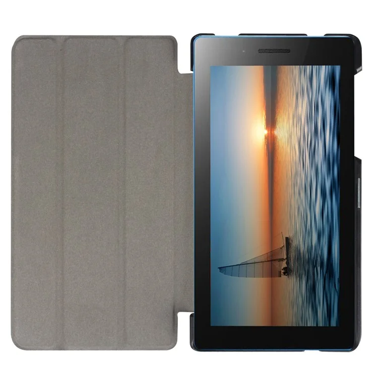 Tri-fold Stand Leather Flip Case for Lenovo Tab3 7 Essential 710F  - Black