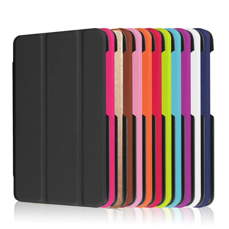 Tri-fold Stand Leather Flip Case for Lenovo Tab3 7 Essential 710F  - Black