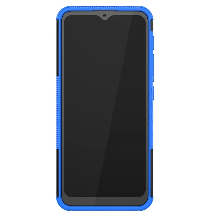 Cover Della Superficie Del Pneumatico Freddo PC + Coperchio Del Telefono Ibrido TPU Con Cavalletto Per Motolala Moto G30 - Blu