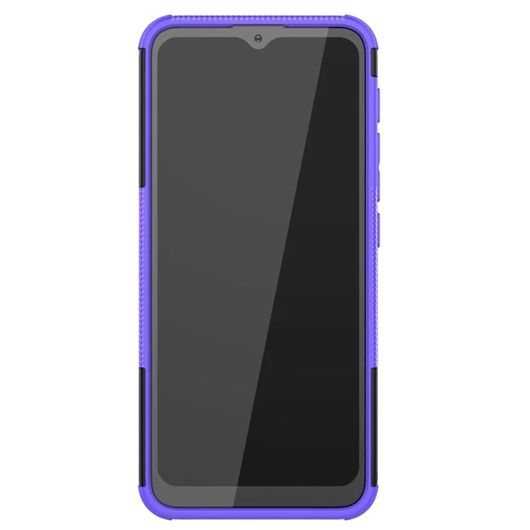 Cover Della Superficie Del Pneumatico Freddo PC + Coperchio Del Telefono Ibrido TPU Con Cavalletto Per Motolala Moto G30 - Viola