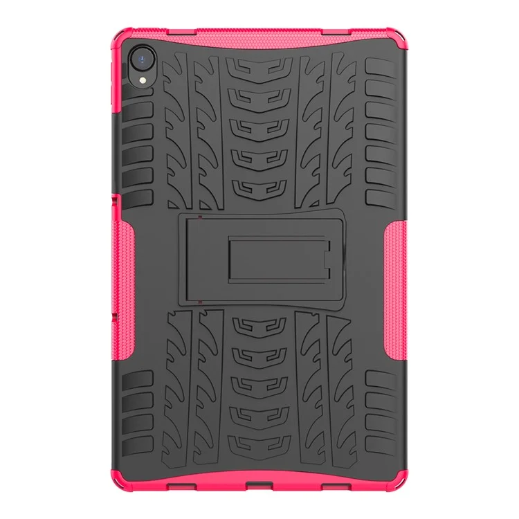 Diseño de Superficie de Neumático Fresco PC + TPU Hybrid Telephip Shell Con Pestaña Lenovo P11 / Tab P11 5G - Rosa