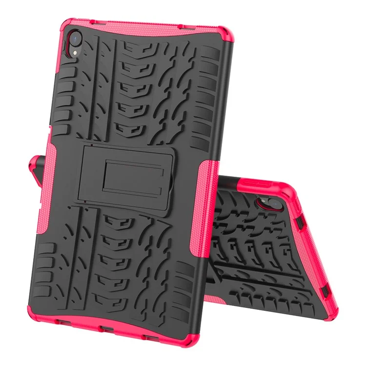 Cool Tire Surface Design PC + TPU Hybrid -telefonabdeckungsschale Mit Kickstand Für Lenovo Tab P11 / Tab P11 5g - Rosa