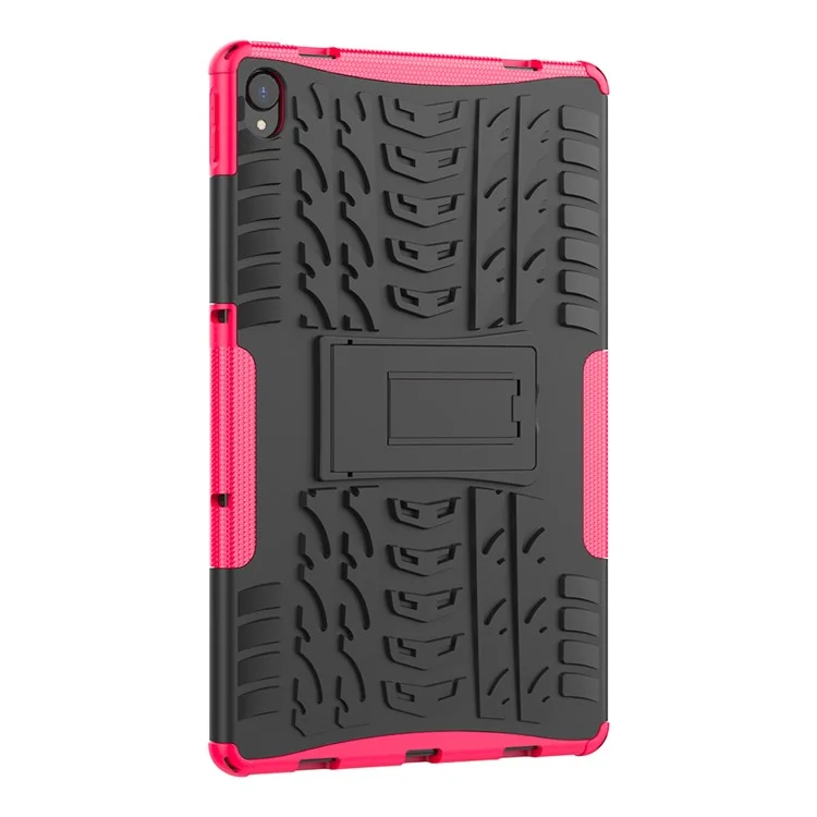 Conception de Surface de Pneu Cool PC + Coque de Couverture de Téléphone Hybride TPU Avec Tenue Pour Lenovo Tab P11 / Tab P11 5G - Rose