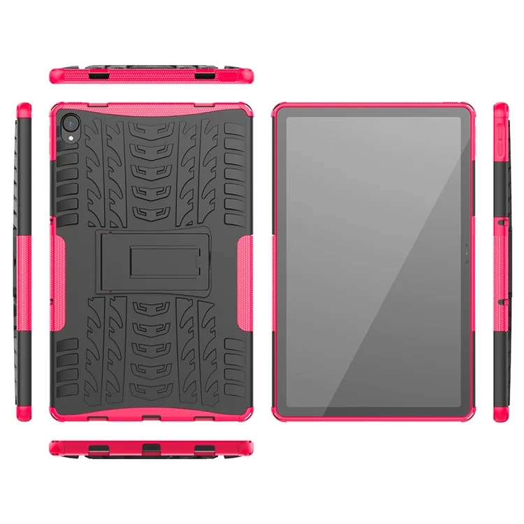 Diseño de Superficie de Neumático Fresco PC + TPU Hybrid Telephip Shell Con Pestaña Lenovo P11 / Tab P11 5G - Rosa