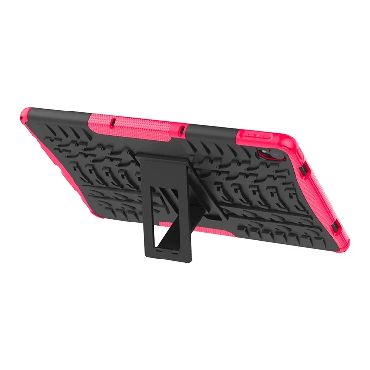 Cool Tire Surface Design PC + TPU Hybrid -telefonabdeckungsschale Mit Kickstand Für Lenovo Tab P11 / Tab P11 5g - Rosa