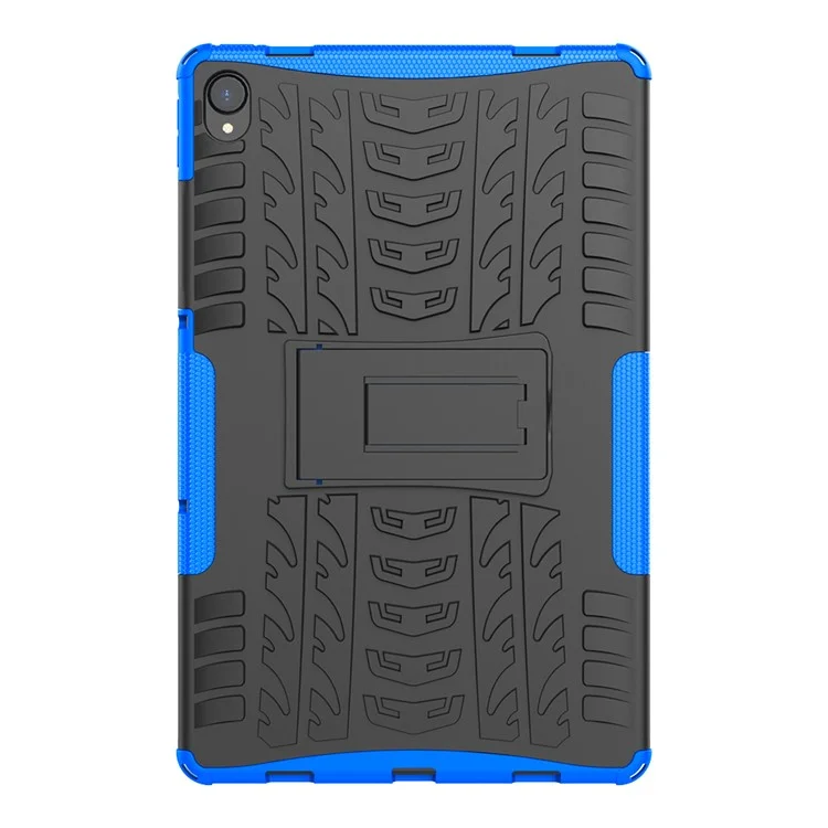 Design de Superfície do Pneu Fresco PC + TPU Hybrid Tampo Capa Shell Com Kickstand Para Lenovo Tab P11 / Tab P11 5G - Azul