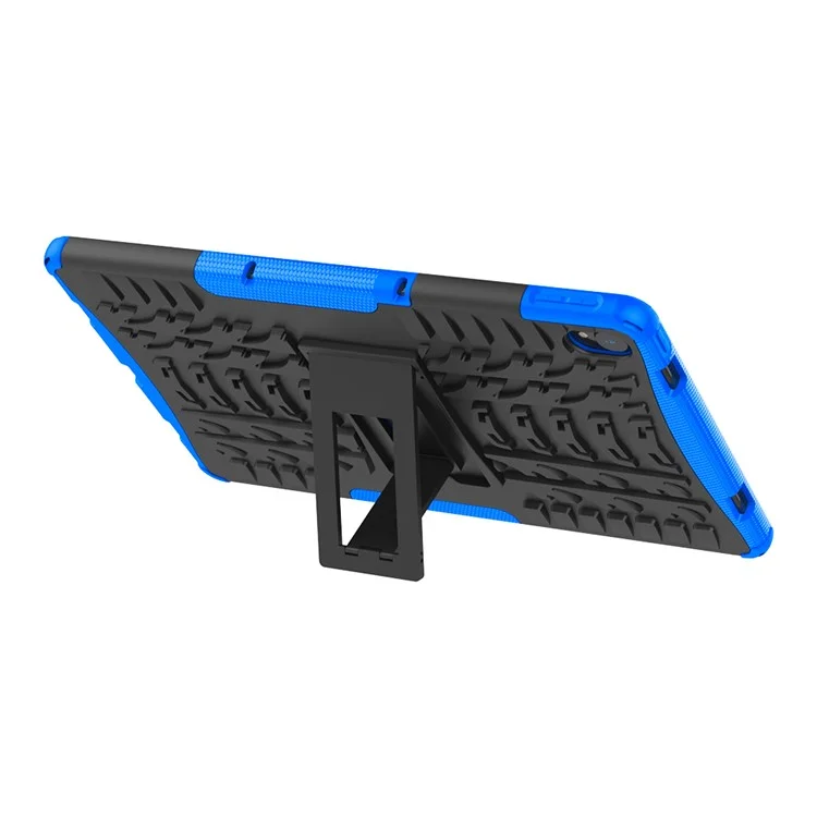 Cool Tyre Surface Design PC + TPU Hybrid Phone Cover Shell with Kickstand for Lenovo Tab P11 / Tab P11 5G - Blue