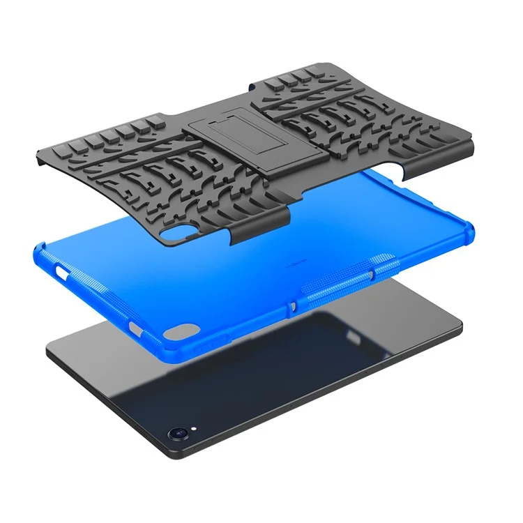 Conception de Surface de Pneu Cool PC + Coque de Couverture de Téléphone Hybride TPU Avec Tenue Pour Lenovo Tab P11 / Tab P11 5G - Bleu