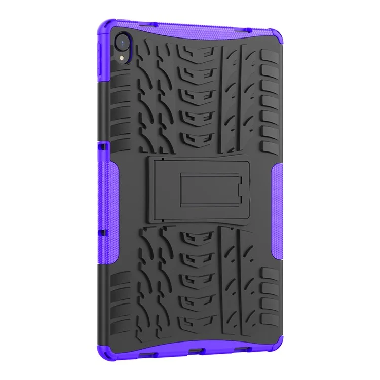 Cool Tyre Surface Design PC + TPU Hybrid Phone Cover Shell with Kickstand for Lenovo Tab P11 / Tab P11 5G - Purple