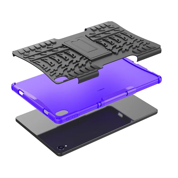 Cool Tyre Surface Design PC + TPU Hybrid Phone Cover Shell with Kickstand for Lenovo Tab P11 / Tab P11 5G - Purple