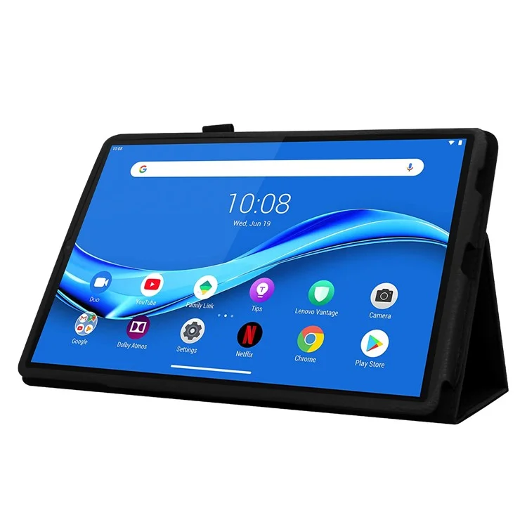 Litchi Texture PU le Cuir en Cuir Couverture de Boîtier Avec Support Pour Lenovo Tab M10 HD Gen 2 - le Noir