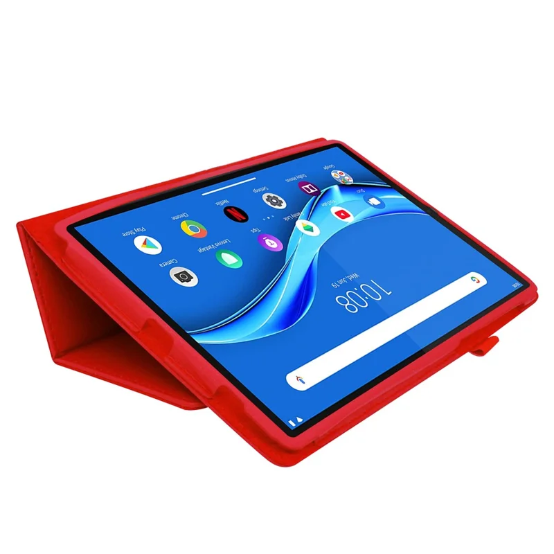 Litchi Texture PU Leather Tablet Case Cover with Stand for Lenovo Tab M10 HD Gen 2 - Red