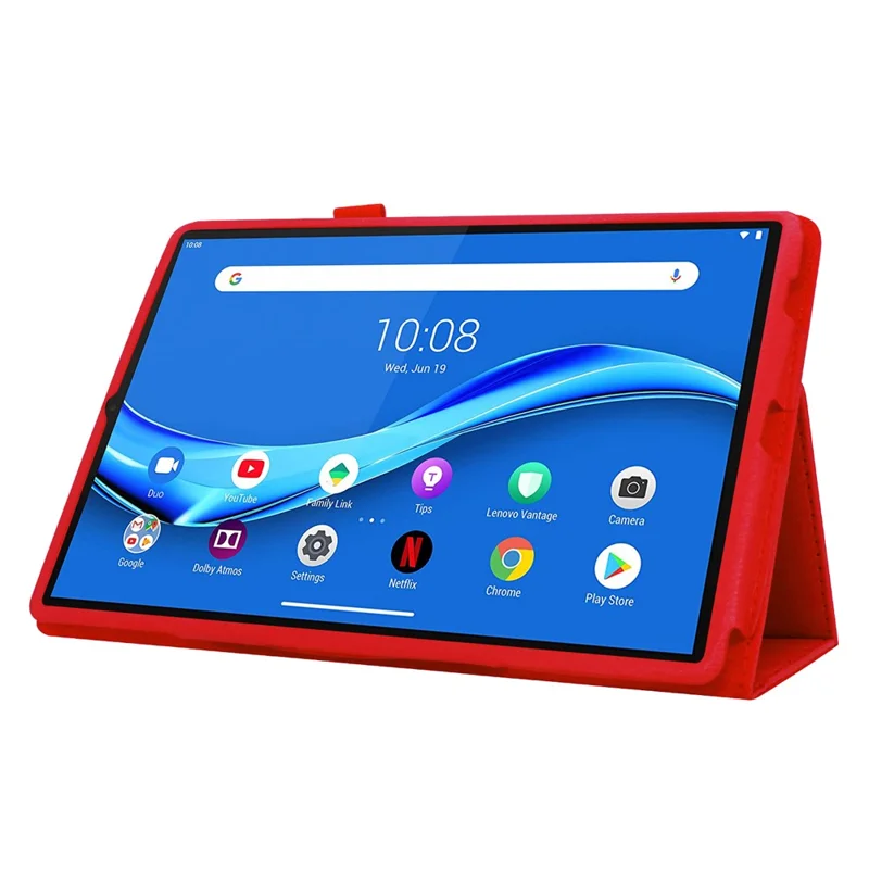 Litchi Texture PU Leather Tablet Case Cover with Stand for Lenovo Tab M10 HD Gen 2 - Red