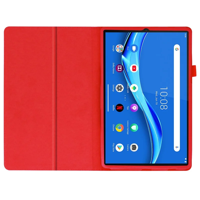 Litchi Texture PU Leather Tablet Case Cover with Stand for Lenovo Tab M10 HD Gen 2 - Red