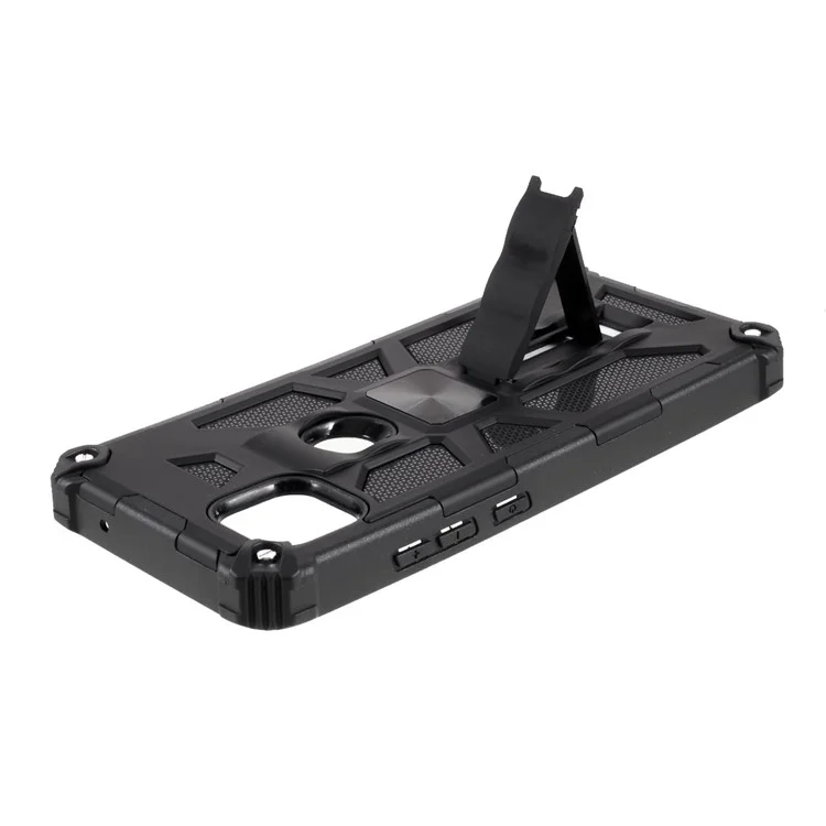 Armatura Shockproof Kickstand PC TPU Telefono Custodia Con Lamiera di Metallo Magnetico Per Motorola One 5G Ace - Nero