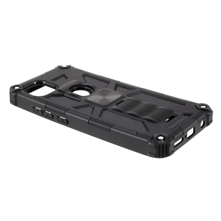 Armatura Shockproof Kickstand PC TPU Telefono Custodia Con Lamiera di Metallo Magnetico Per Motorola One 5G Ace - Nero