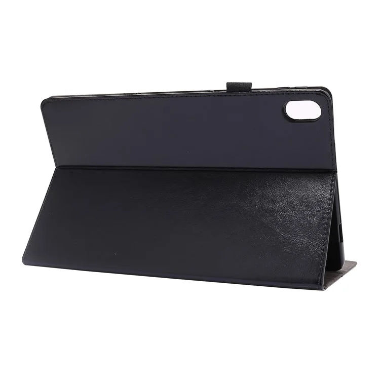 Crazy Horse Texture Two-Fold Design Leather Case for Lenovo Tab P11 / P11 5G 11-inch TB-J606F / J606X - Black
