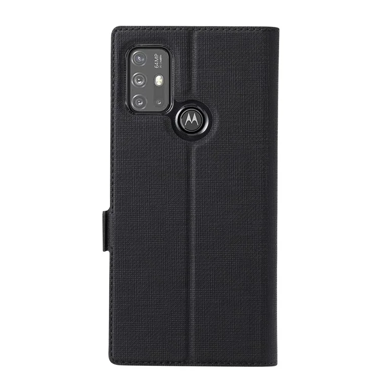VILI DMK Série Double Fermeture Magnétique Croix Texture Cuir Portefeuille Stand Cover Case pour Motorola Moto G30/G20/G10 Power/G10 - Noir