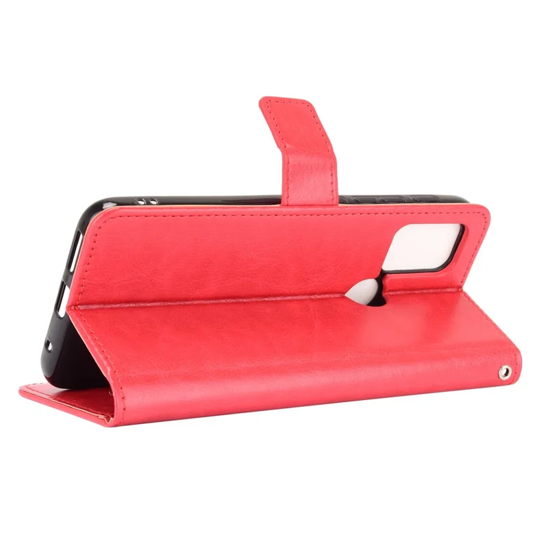 Crazy Horse Texture Wallet Design PU Leather Stand Protector Cover for Motorola Moto G30/G20 / Moto G10 - Red