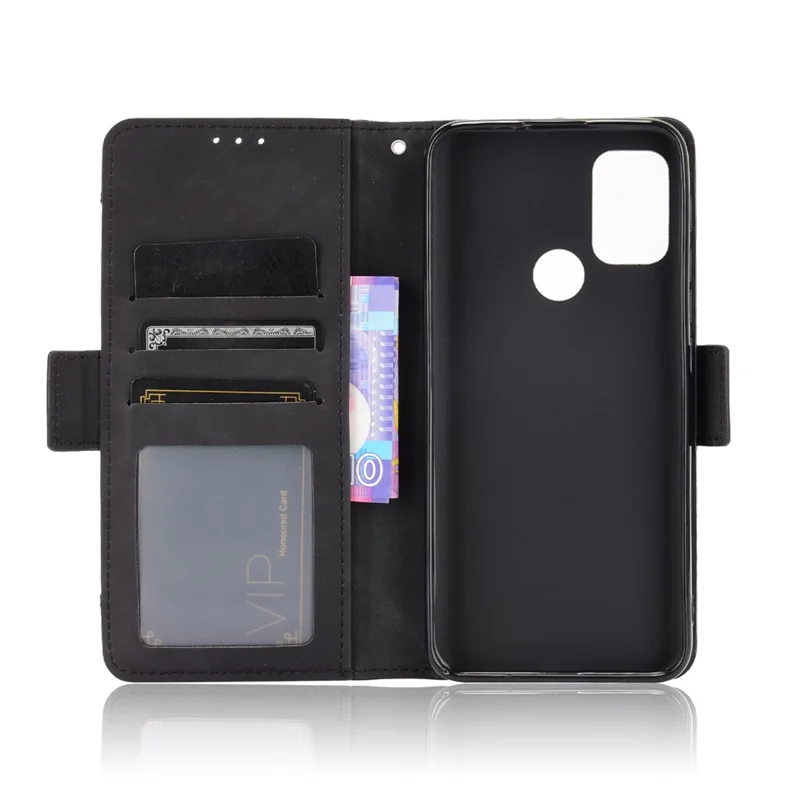 Futera ochronna z pełnej skóry z wieloma szczelinami na karty dla Motorola Moto G30/G20 / Moto G10 - Czarny