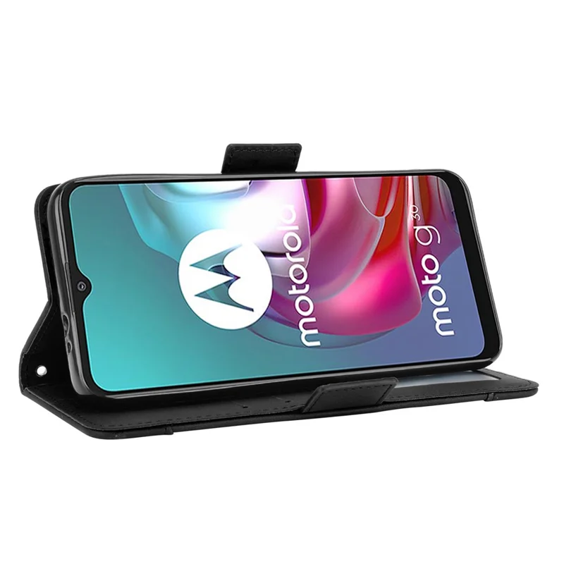 Futera ochronna z pełnej skóry z wieloma szczelinami na karty dla Motorola Moto G30/G20 / Moto G10 - Czarny
