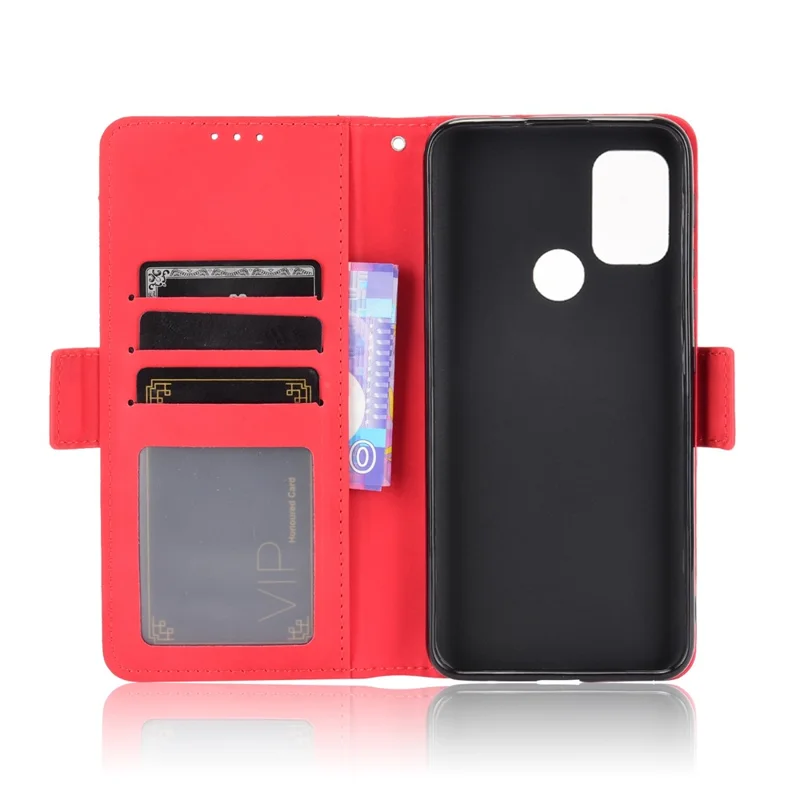 Full Protection Leather Wallet Protective Case with Multiple Card Slots for Motorola Moto G30/G20 / Moto G10 - Red