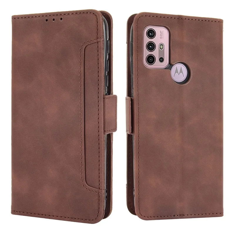 Full Protection Leather Wallet Protective Case with Multiple Card Slots for Motorola Moto G30/G20 / Moto G10 - Brown