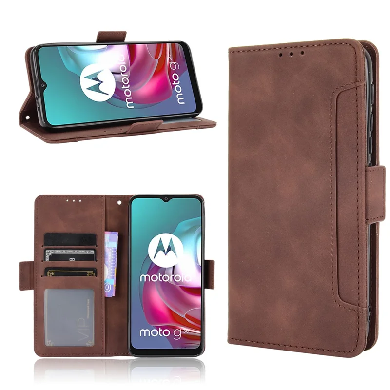 Full Protection Leather Wallet Protective Case with Multiple Card Slots for Motorola Moto G30/G20 / Moto G10 - Brown