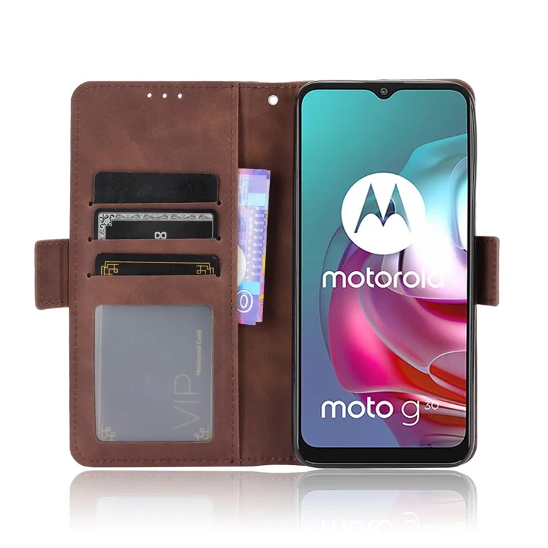 Full Protection Leather Wallet Protective Case with Multiple Card Slots for Motorola Moto G30/G20 / Moto G10 - Brown