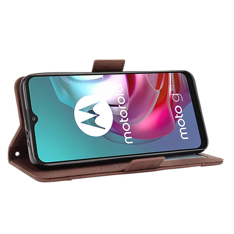 Full Protection Leather Wallet Protective Case with Multiple Card Slots for Motorola Moto G30/G20 / Moto G10 - Brown