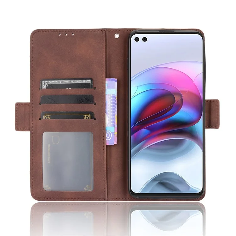 Mehrere Kartensteckplätze Design Leder -handy -hülle Wallet -ständer Für Motorola Edge S/Moto G100 - Kaffee