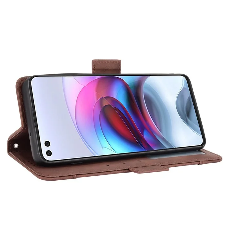 Multiple Card Slots Design Leather Phone Case Cover Wallet Stand for Motorola Edge S/Moto G100 - Coffee