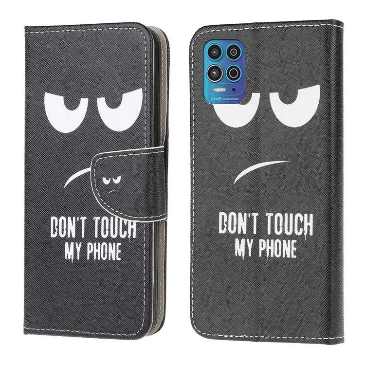 Pattern Printing Wallet Design Cross Texture Leather Phone Protective Case with Stand for Motorola Moto G100/Edge S - Angry Face