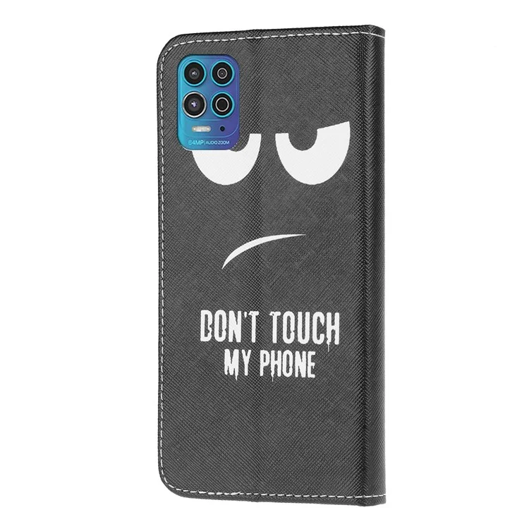 Pattern Printing Wallet Design Cross Texture Leather Phone Protective Case with Stand for Motorola Moto G100/Edge S - Angry Face