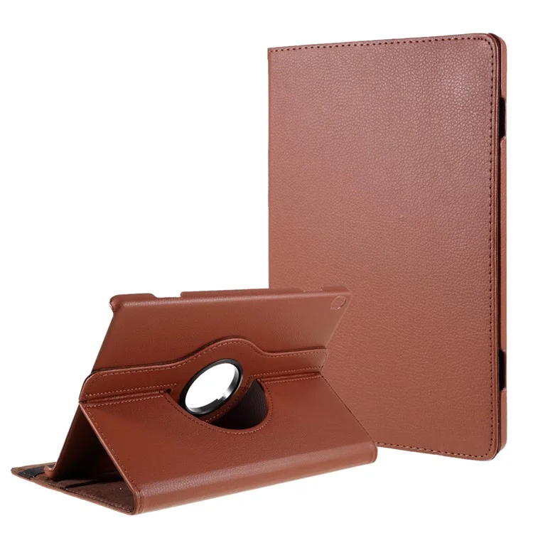 360 Degrees Rotating Stand Leather Case for Lenovo Tab M10 - Brown