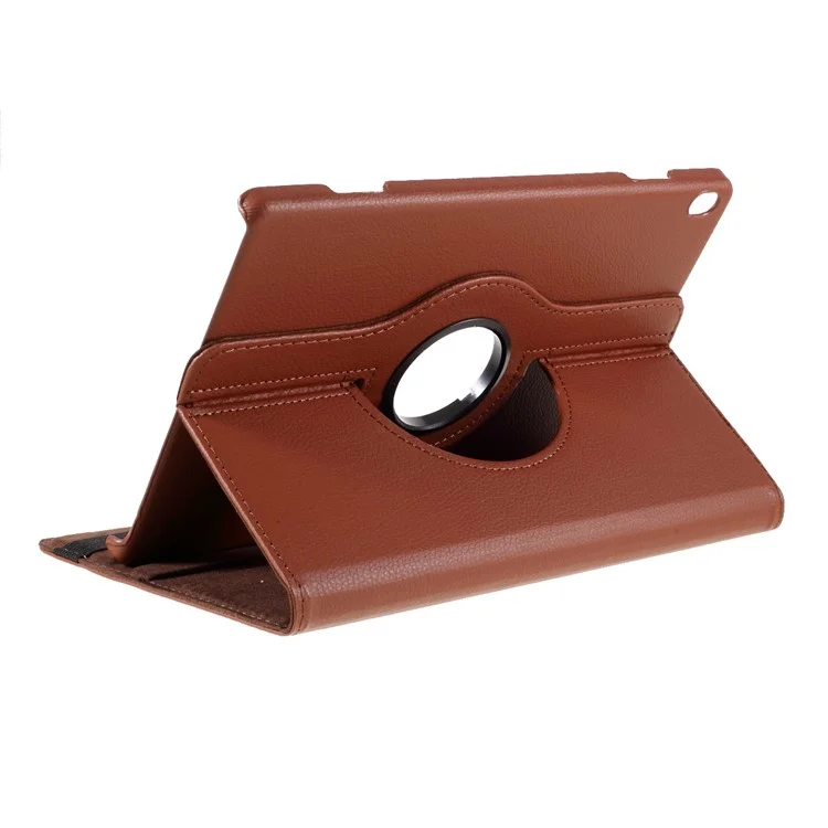 360 Degrees Rotating Stand Leather Case for Lenovo Tab M10 - Brown