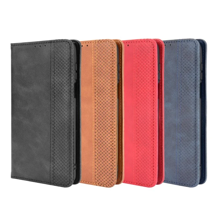 Magnetic Vintage Style Phone Case Wallet Stand Leather Cover for Motorola Edge S / Moto G100 - Black