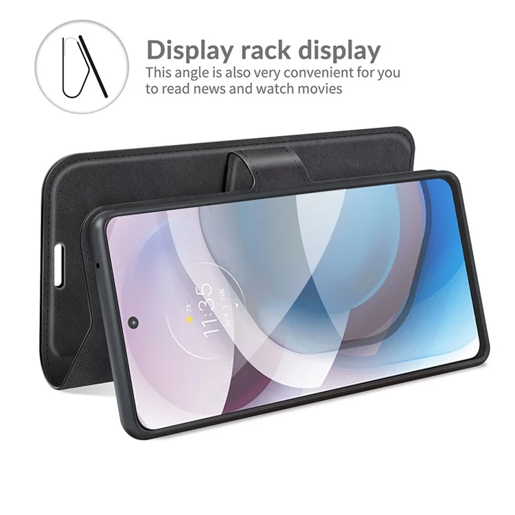 Дизайн Кошелька Подставка Для Кожаного Телефона Оболочка Для Motorola One 5G Ace - Черный