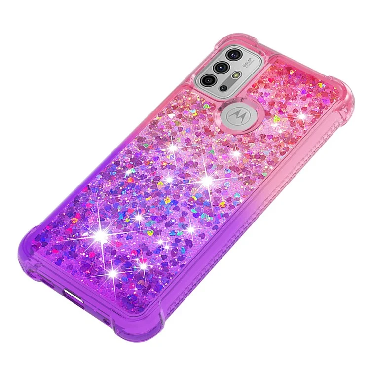 Stoßdämpfer Gradienten -glitzer -pailletten Quicksand TPU Phone Hülle Für Motorola Moto G30/G20 / G10 - Pink Lila