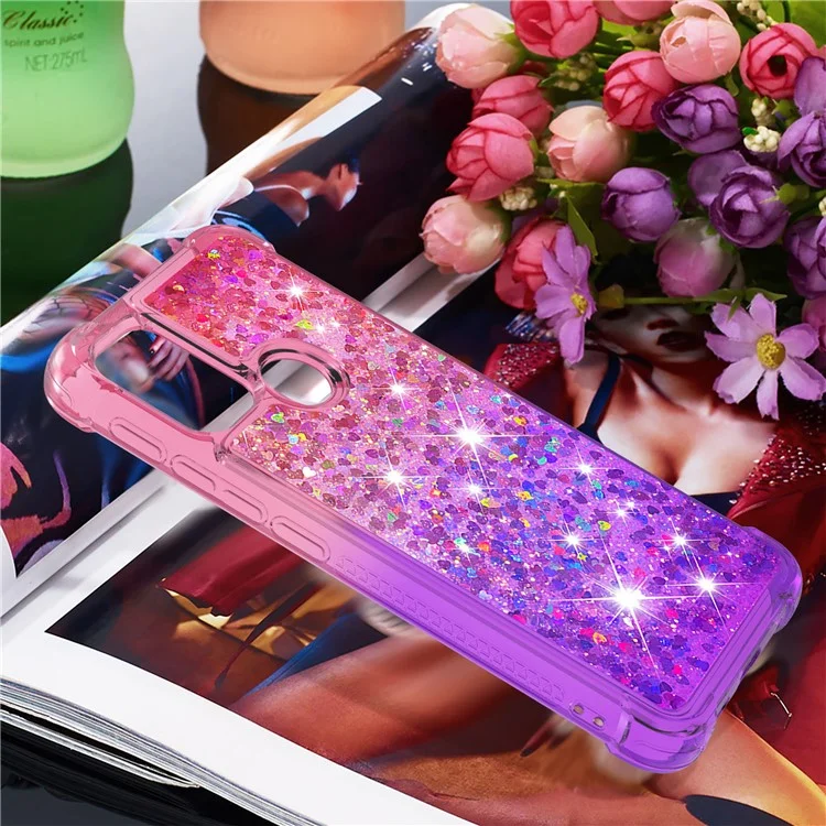 Stoßdämpfer Gradienten -glitzer -pailletten Quicksand TPU Phone Hülle Für Motorola Moto G30/G20 / G10 - Pink Lila