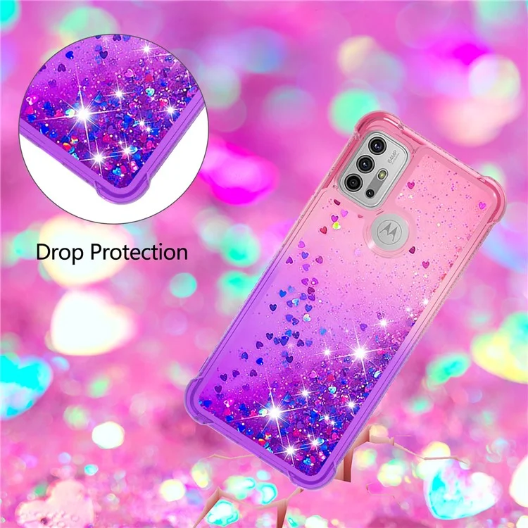 Stoßdämpfer Gradienten -glitzer -pailletten Quicksand TPU Phone Hülle Für Motorola Moto G30/G20 / G10 - Pink Lila
