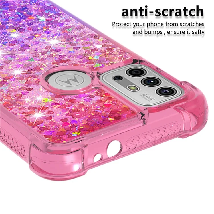 Stoßdämpfer Gradienten -glitzer -pailletten Quicksand TPU Phone Hülle Für Motorola Moto G30/G20 / G10 - Pink Lila