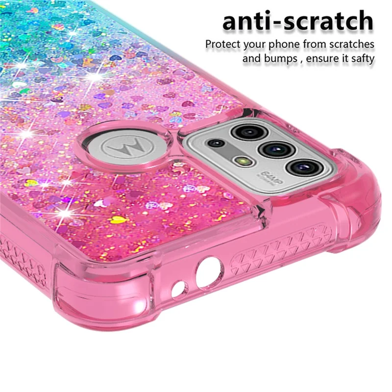 Shockproof Gradient Glitter Sequins Quicksand TPU Phone Case for Motorola Moto G30/G20 / G10 - Pink/Sky Blue