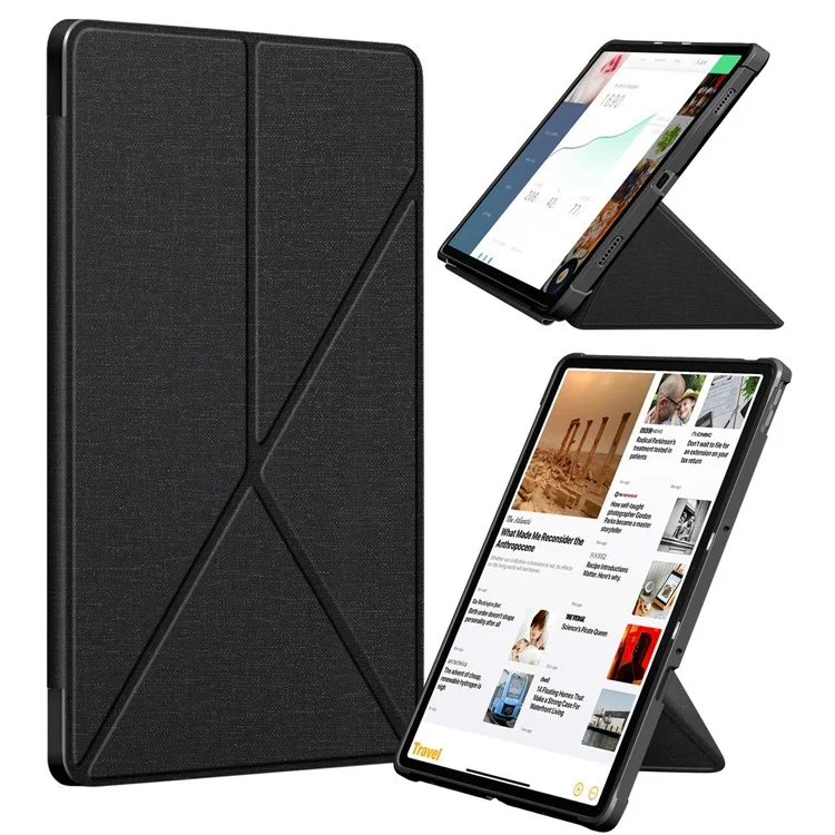 Drop Protection Origami Stand Smart Leth Cover Case Per Lenovo Tab P11 2020 TB-J606F da 11 Pollici - Nero