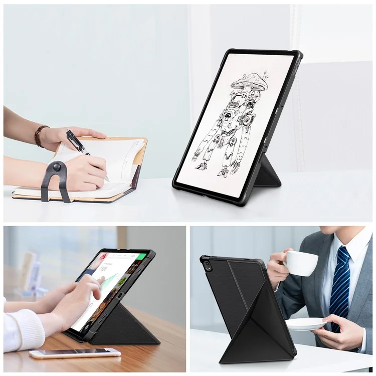 Drop Protection Origami Stand Smart Leth Cover Case Per Lenovo Tab P11 2020 TB-J606F da 11 Pollici - Nero