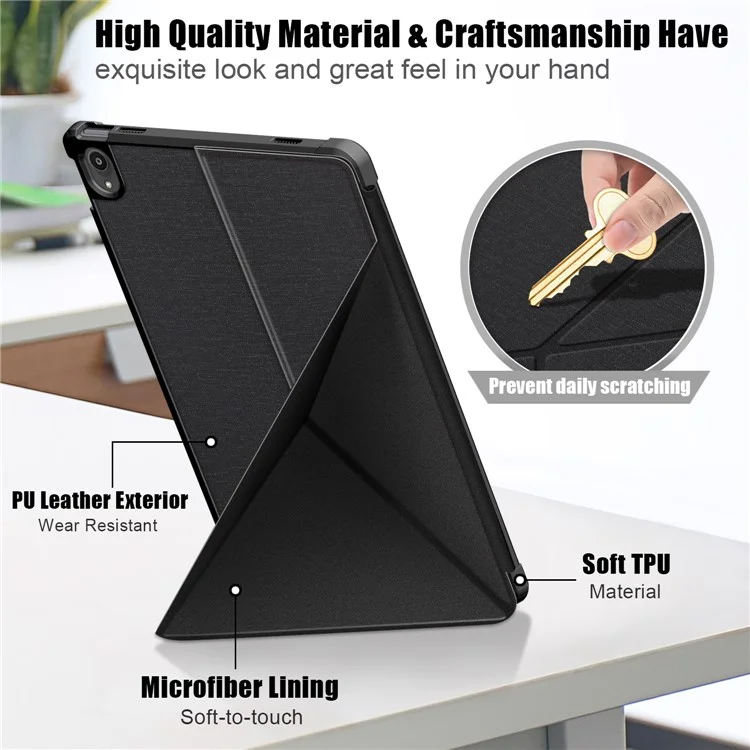 Drop Protection Origami Stand Smart Leder Cover Hülle Für Lenovo Tab P11 2020 11-zoll TB-J606F - Schwarz