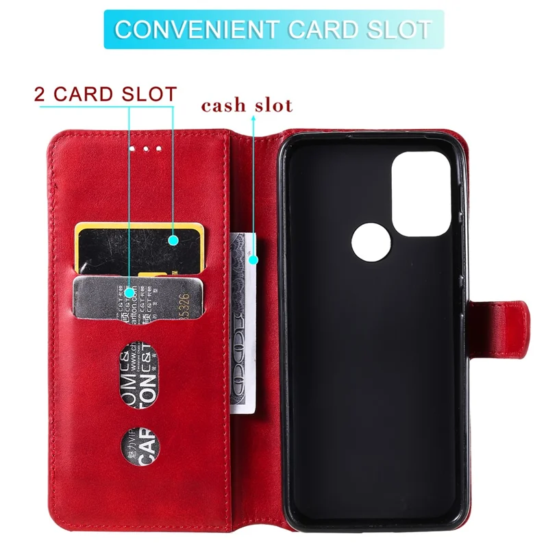 Wallet Stand Flip Leather Phone Case for Motorola Moto G30/G20 / G10 - Red