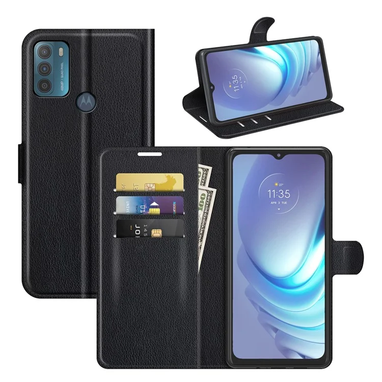 Чехол-книжка Folio Flip с фактурой питона для телефона Motorola Moto G50 - черный
